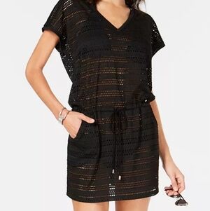 Calvin Klein Crochet Beach Cover Up Black Size L/XL